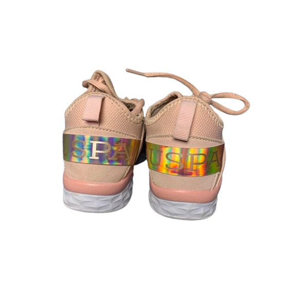 U.S. Polo Assn. Girls Sneakers Size 11M Mesh & Synthetic Peach Athletic Shoes - Picture 3 of 8